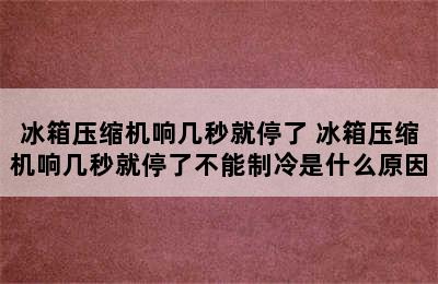 冰箱压缩机响几秒就停了 冰箱压缩机响几秒就停了不能制冷是什么原因